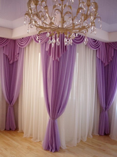 лиловые шторы из вуали