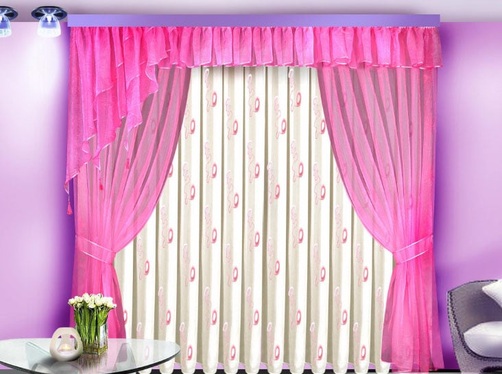 розовые шторы