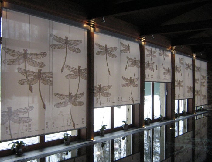 рулонные шторы с рисунком стрекоз
