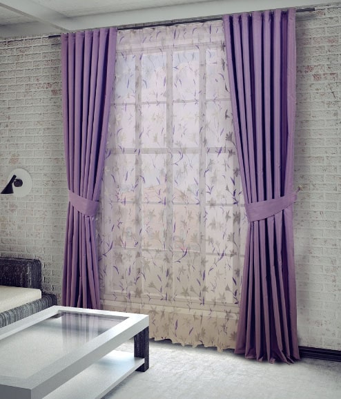 фиолетовые шторы из тафты